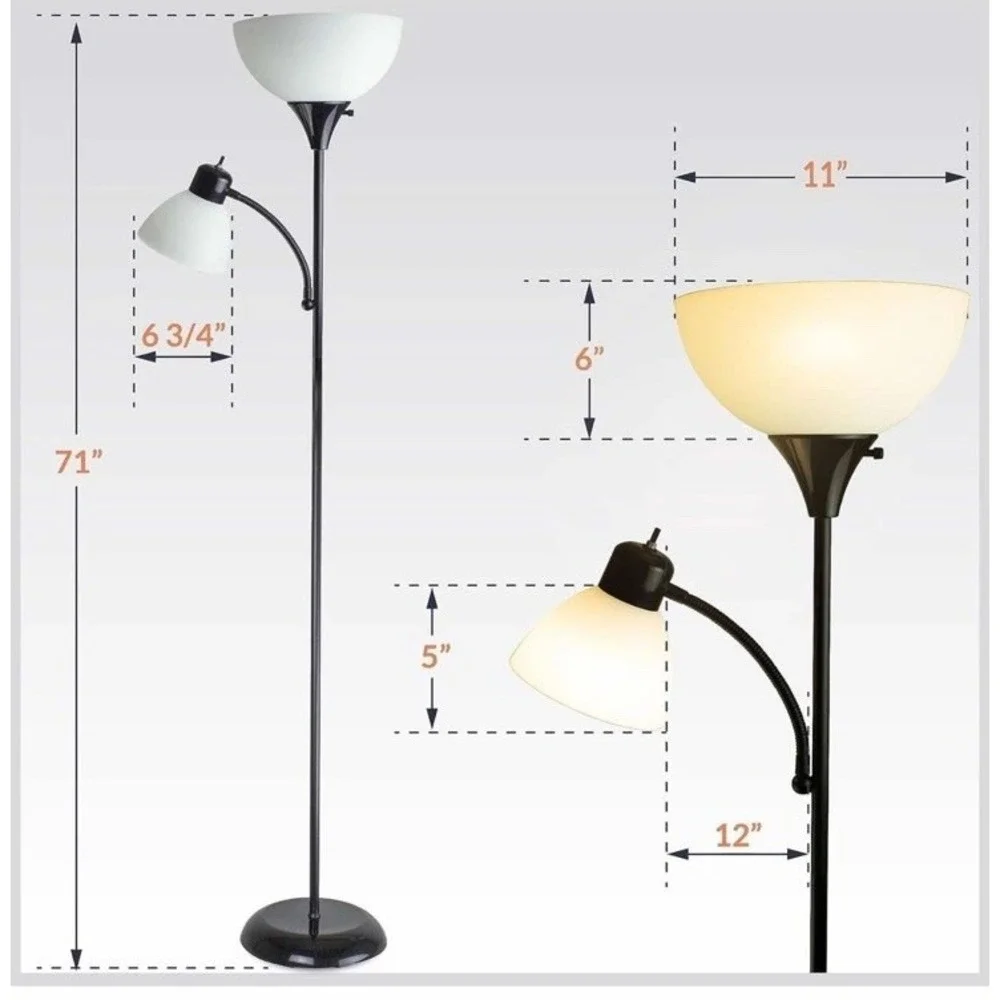 Newhouse Lighting 71 in. Torchiere William Standing‎ Floor Lamp in Black Color